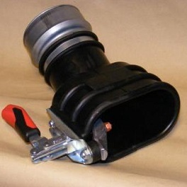 Abgastrichter, oval für Doppelauspuff bis 150 mm Ø NW 75-0